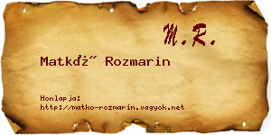 Matkó Rozmarin névjegykártya